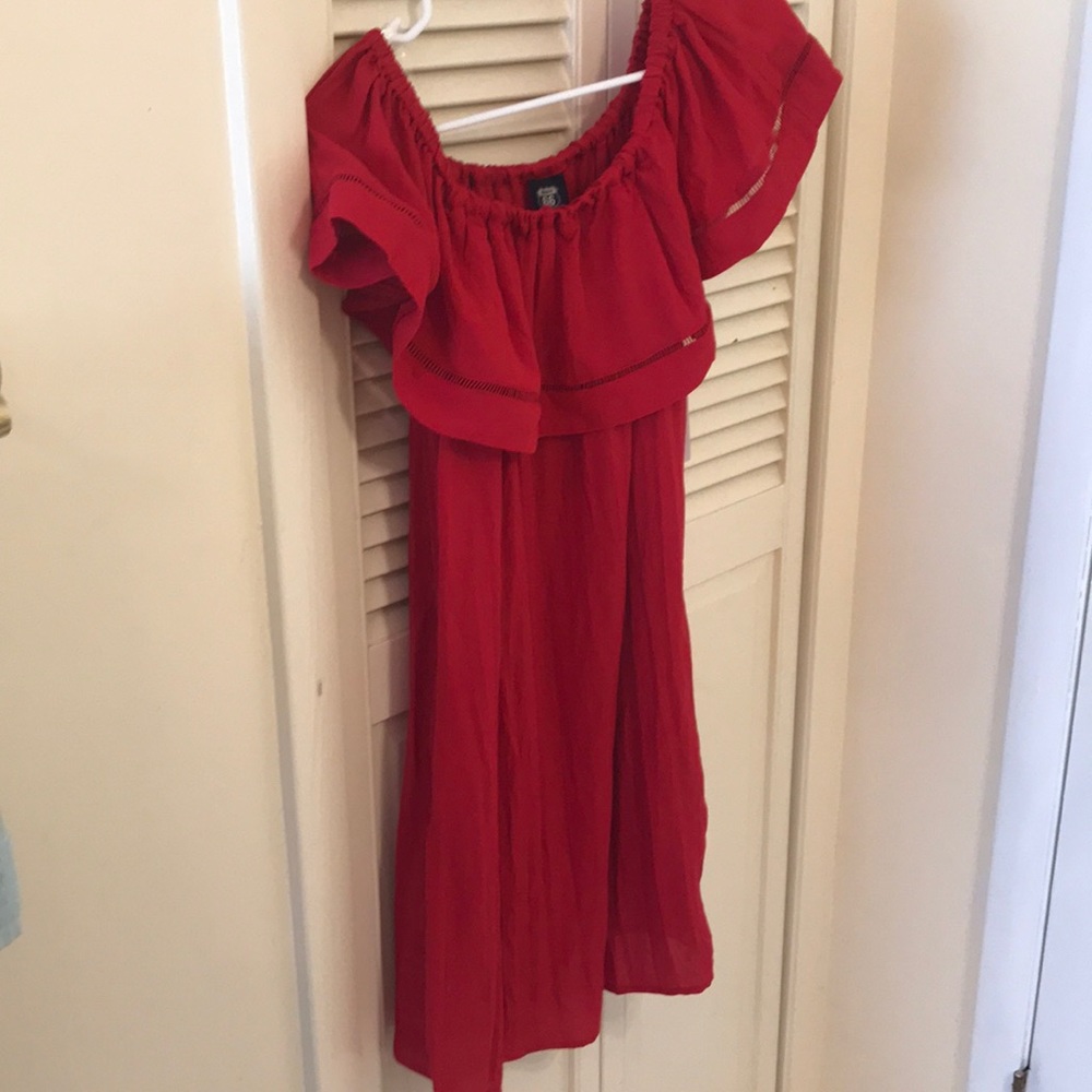 Off the shoulder red dress